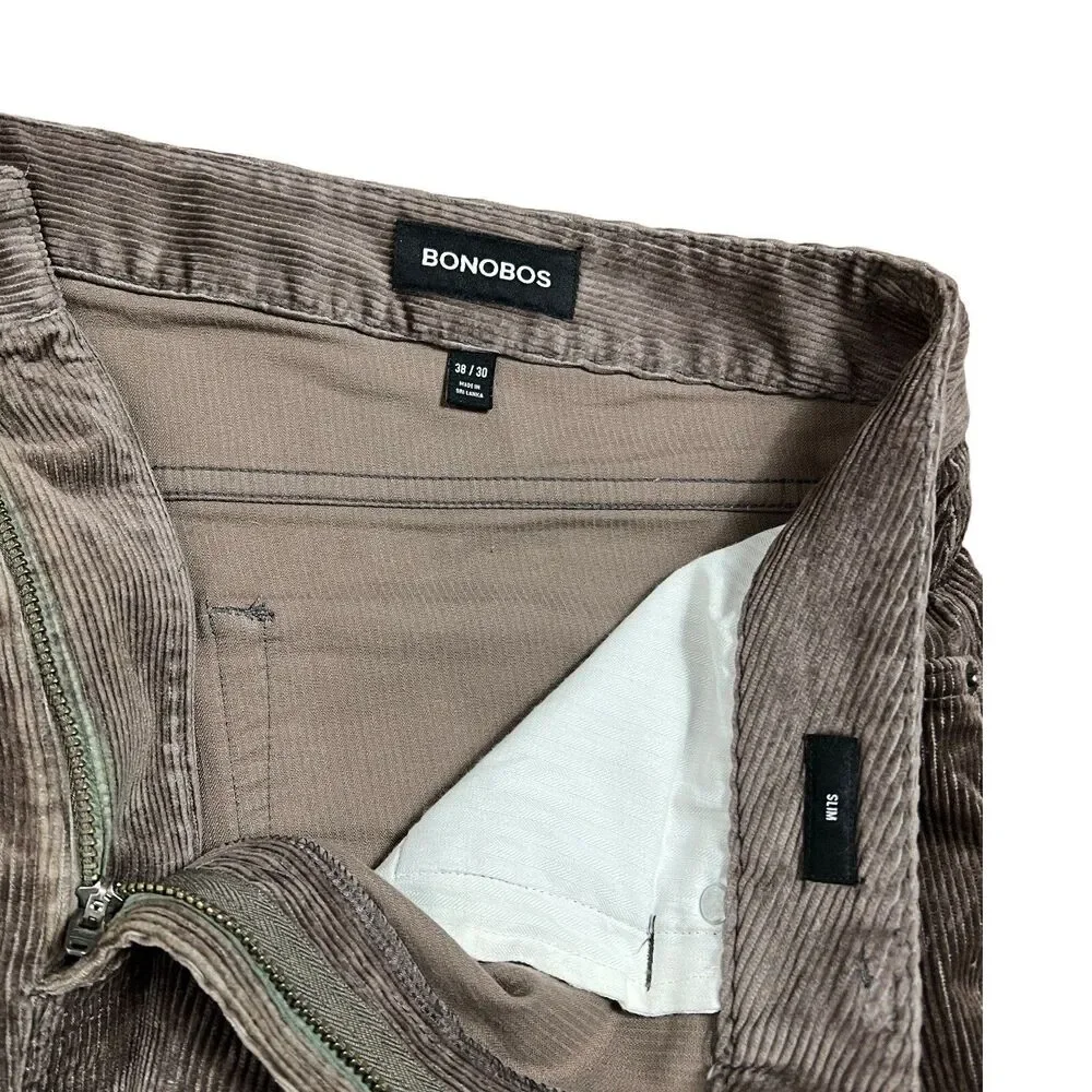 Bonobos Corduroy Pants Mens 40x29 Brown‎ Straight Casual Cotton Stretch